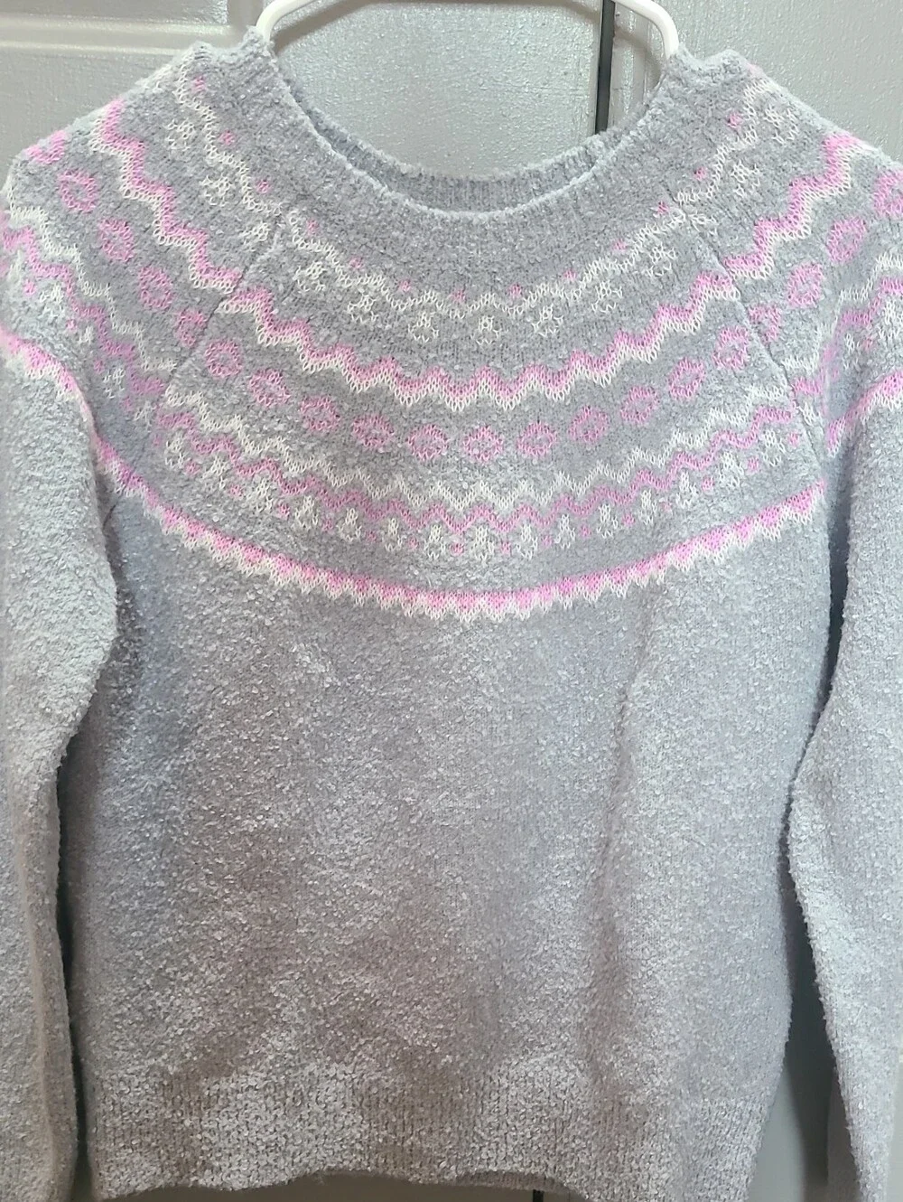 The Children's Place Gray Fair Isle Sweater with Pink Accents